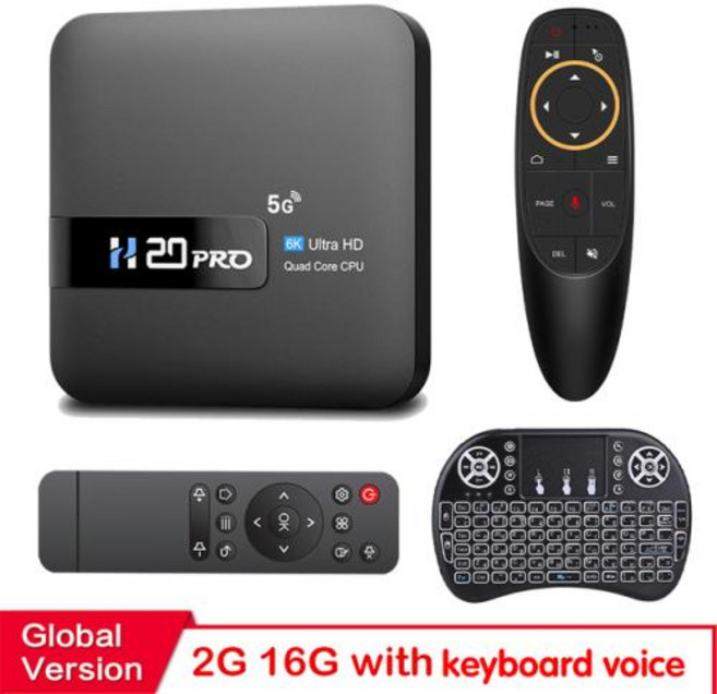 셋톱박스 스마트 안드로이드 TV 박스 10.0 16GB 2.4 5G 와이파이 4K 미디어 플레이어 플레이 스토어 초고속 1080P 셋톱 H20PRO, 16) Au 플러그 - 16G KEYAIRMOUSE, 1개