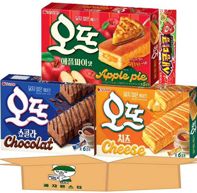 [과자몬스터] 오뜨 애플파이+쇼콜라+치즈+새콤달콤 딸기, 1세트, 498g