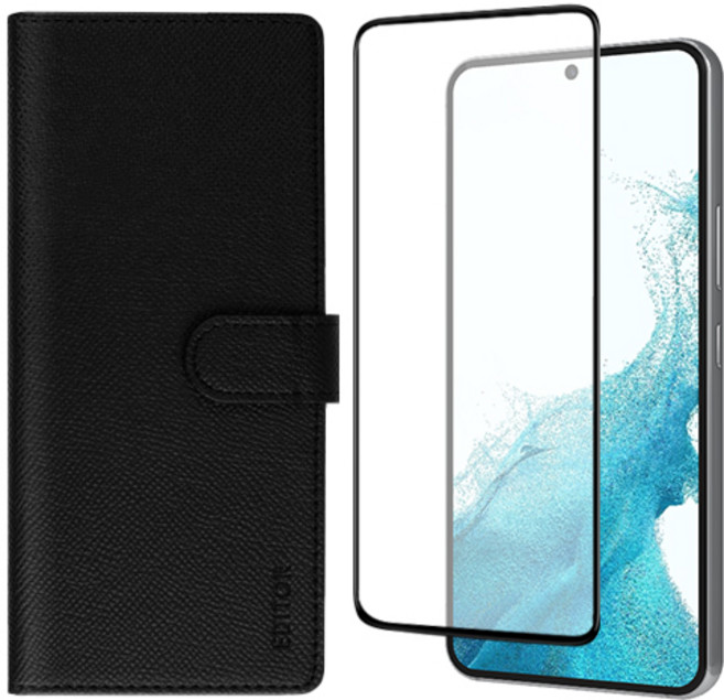 갤럭시A23 베이직 지갑 다이어리 케이스 + 풀커버 강화유리 필름 세트