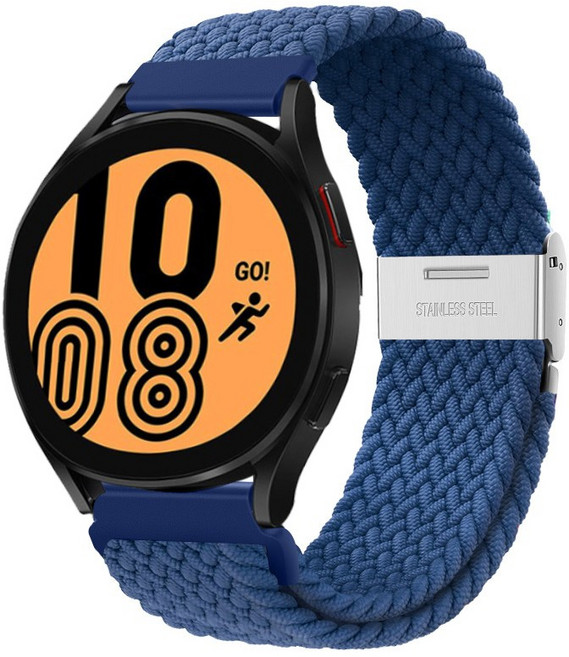 Fegwilde 20mm 22mm 갤럭시워치 호환 금속 버튼 버클형 브레이드 스포츠 스트랩 다이쿠22mm 와피크22mm, 대서양 블루