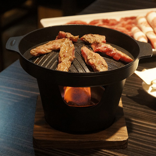 미니화로 풀세트 그릴팬 가정용 1인용 개인화로 불판 우드워머 나혼자산다 경수진, 1개