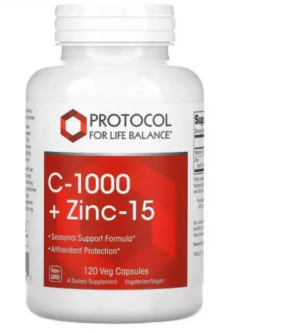 프로토콜 C-1000 아연 징크 Zinc -15 120정 비건, 1개