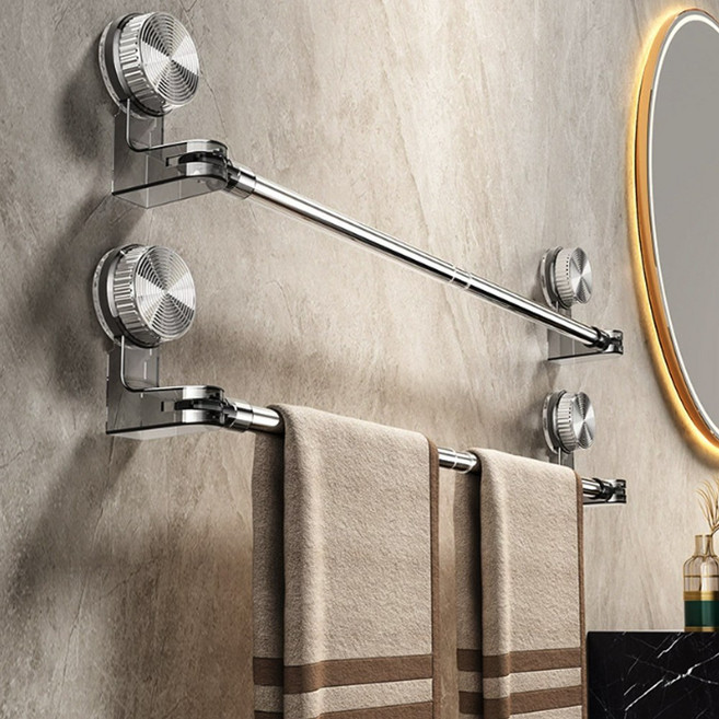 마벨인홈 무타공 길이조절 180도 흡착식 욕실 수건걸이, 2개, 투명그레이