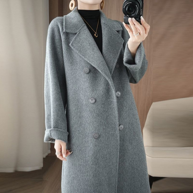 루스리더 여성 데일리 패션 카라넥 베이직 롱 모직 코트 V484