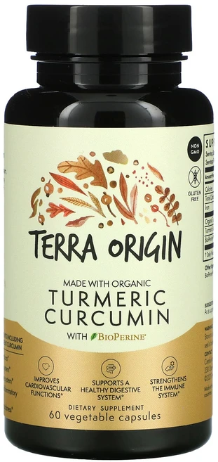 Terra Origin Turmeric Curcumin With BioPerine 60캡슐, 1개, 60정 - 쿠팡