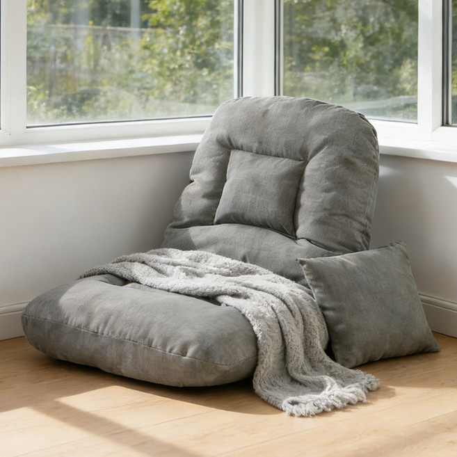 쿠리브 홈용 좌식 소파 등받이 리클라이너 휴식용 접이식 좌식의자, 1개, 그레이