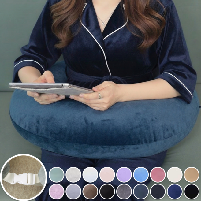 륀레브 어깨편한 대형 18색상 팔 받침 허그 쿠션 독서 학생 성인 침대 스위치 게임 게이밍 리딩 C형 U형 푹신한 북 용 스터디 소파 바나나 초승 달 걸이 베드 받이 솜 포함 의자, 미드나잇 블루