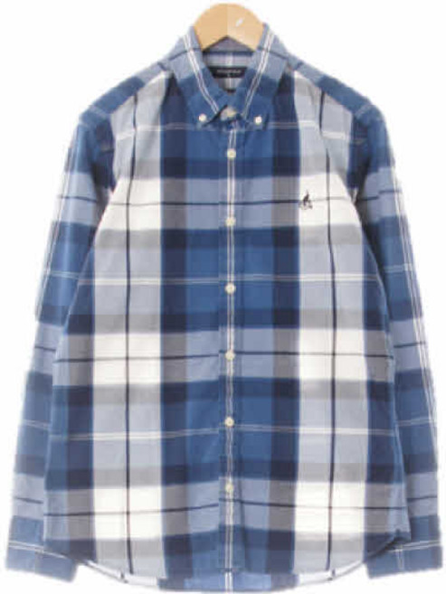 6299 빈폴 네이비글레이셔그레이 체크 면 옥스포드로고셔츠 [95]