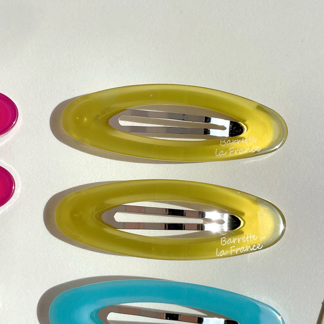 아크릴 타원 롱 미니 컬러 헤어 똑딱핀 (8color)