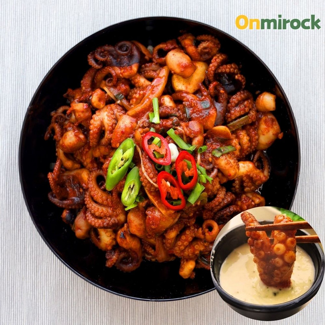 온미락 위풍당당쭈꾸미 볶음 500g 냉장 특제소스 김포맛집 캠핑 밀키트, 500g+특제소스1, 1개