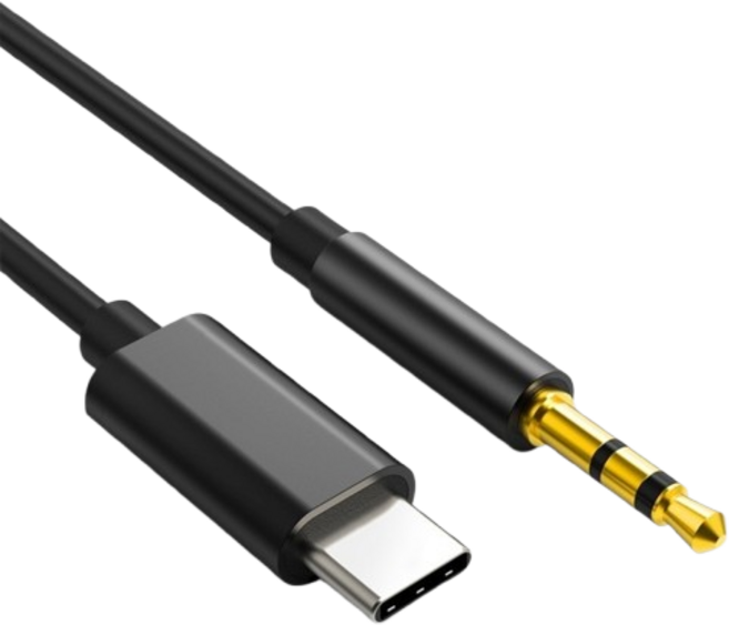 Type-C 轉 3.5mm 音源線, 1個, 類比信號-模擬款--黑色