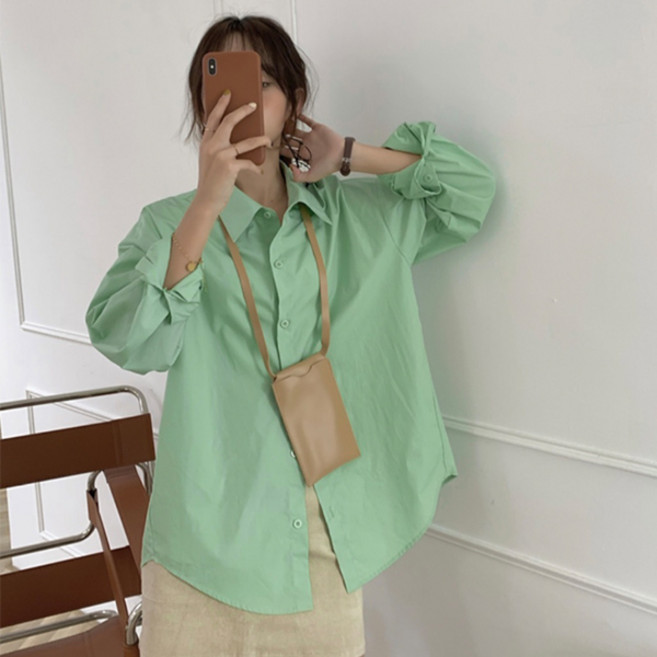 마이쏭 브로즈루즈핏카라셔츠 빅사이즈 롱셔츠 카라셔츠 긴팔남방 무지