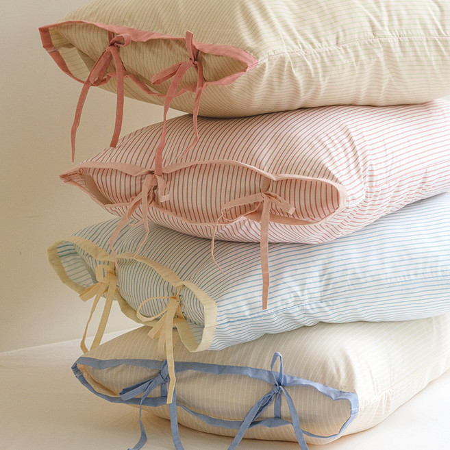 드리울 리본 스트라이프 알러지케어 베개커버 50x70