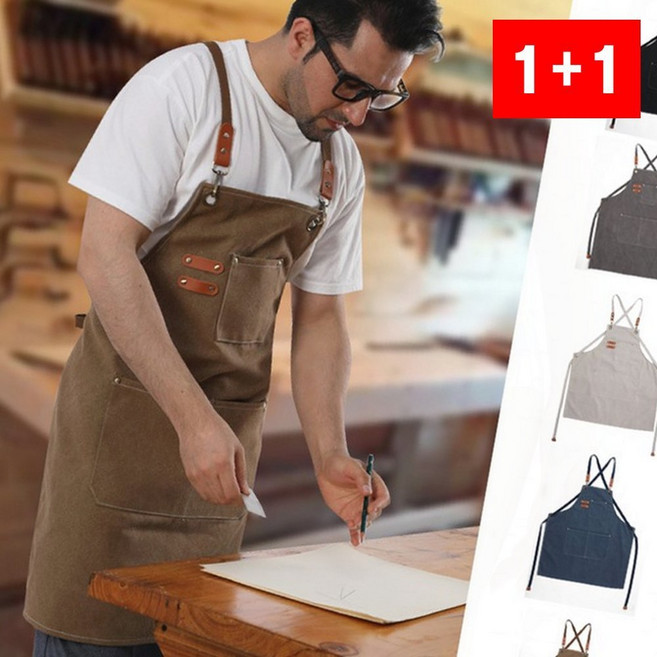 앞치마 카페 작업 바리스타 목공 조리 남자 식당 캔버스, 1개, GSAM 카키