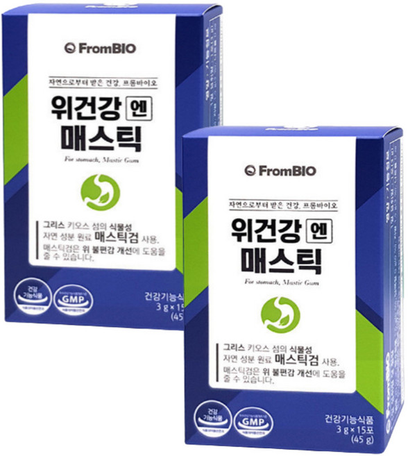 프롬바이오 이병헌 위건강엔 매스틱 15포 2개 한달분, 45g