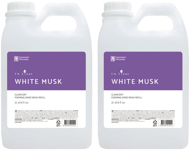 아임클린 클린데이 거품 핸드워시 리필 화이트 머스크, 2L, 2개