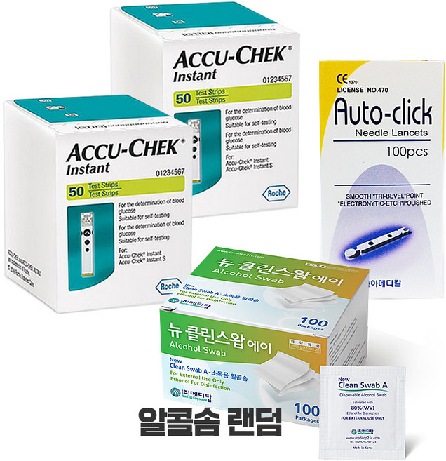 로슈 아큐첵 인스턴트 혈당시험지 100p + 침 100p + 솜 100p, 1세트