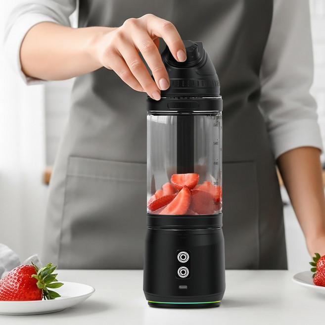 타이퍼 6중 톱니형 칼날 휴대용 무선 블렌더 / 믹서기, 블랙