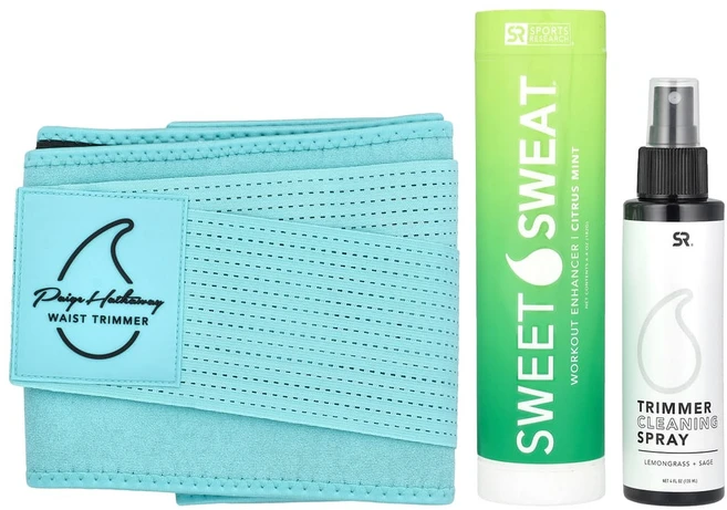스포츠리서치 Sweet Sweat 페이지 해서웨이 웨이스트 트리머XS/S 블루 3종 세트, SRE09039, 1개, 120ml - 쿠팡