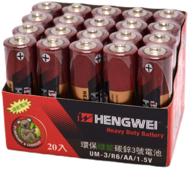 恆樂居家 SGS檢驗 C-003A 無尾熊3號碳鋅電池 玩具專用 電池, 1個, 20個裝