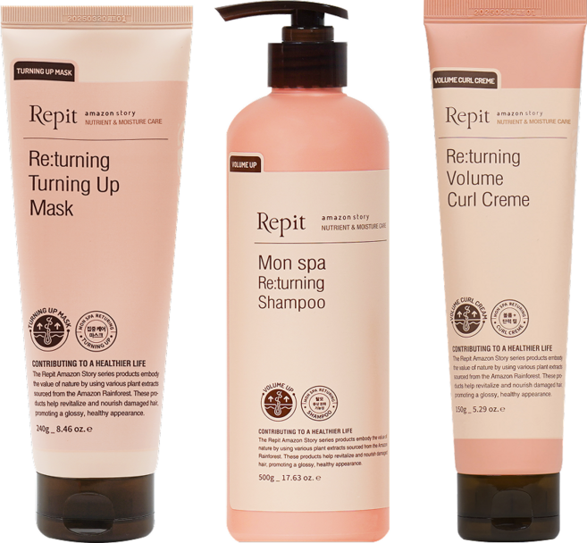 [공식] 레삐 리터닝 볼륨 업 샴푸 트리트먼트 컬크림 쓰리스텝 세트 + 프로 어메니티 3종 증정, 1세트