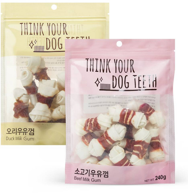 띵크유어도그티 강아지 우유껌 소형 세트, 혼합맛(오리/소고기), 480g, 1세트