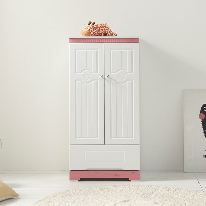 원퍼니처 로이 옷장600 옷장 아기 키즈 유아 어린이 애기 옷수납 서랍장 베이비장 옷방, 핑크