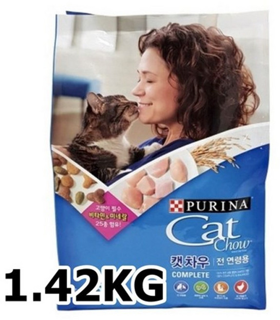 퓨리나 전연령용 캣차우 컴플리트 고양이 건식사료 / 고단백 사료, 면역/항산화, 1.5kg, 2개
