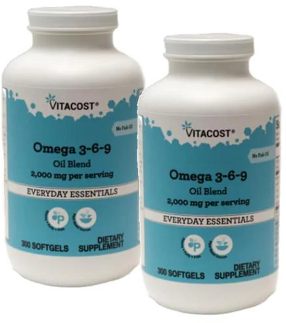 비타코스트 오메가369 아마씨 달맞이꽃종자유 2000mg 소프트젤 Vitacost Omega 3-6-9, 2개, 300정 - 쿠팡
