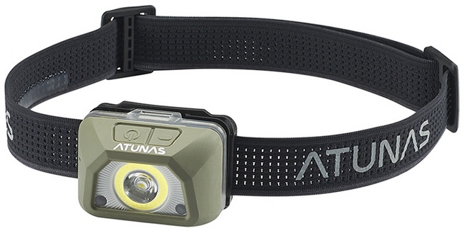 ATUNAS 閃電頂規輕量防水頭燈 鋰電乾電池二用 紅光副燈 IPX8, 1個