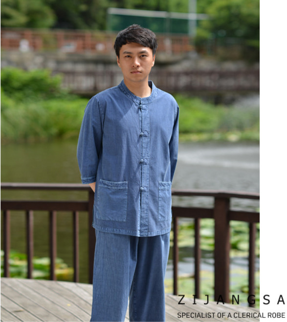 20040 남여공용 30수 핀탁 라운드넥 한벌 여름개량한복 남여공용세트한복 지장사