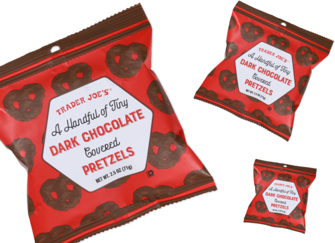 트레이더조 핸드플 오브 타이니 다크 초콜릿 미니 프레첼, 3개, 71g