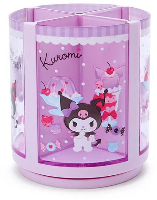 KUROMI 213179 SANRIO 산리오 펜 스탠드 보라색 퍼플 플라스틱 크로미 크로미 짱 360도 회전 회전 펜 스탠드 펜 세팅, 1개