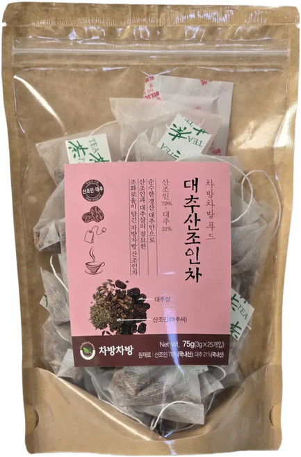 국내산 멧대추 씨앗 법제 처리한 산조인차 75g, 5개, 25개입, 3g