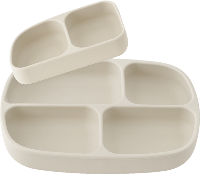 [국내생산] 아이냠 실리콘 흡착식판 + 디바이더 세트 / 4구 5구 6구 호환, 크림, 1개