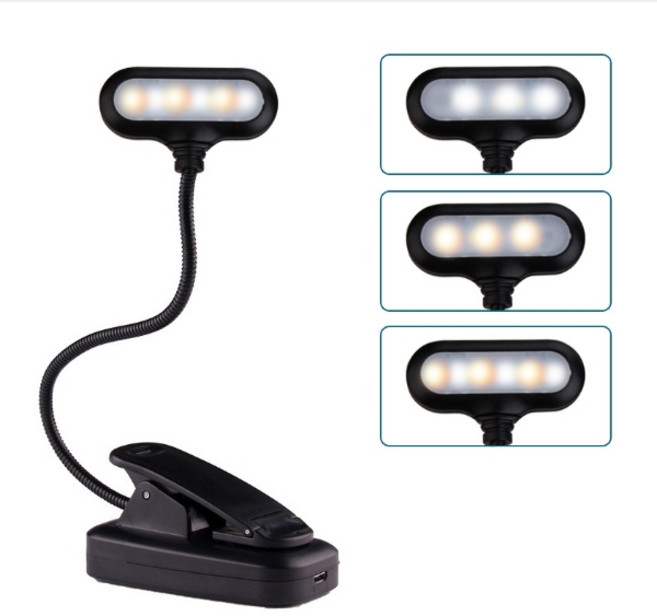 공신강림 LED 독서등 미니 클립 집게 북라이트 스탠드, 블랙