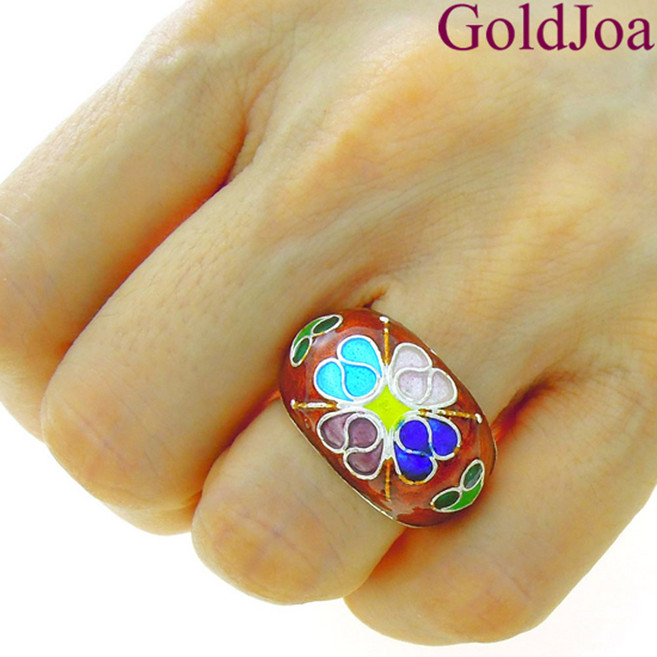 럭셔리 웅장한 칠보 반지 실버반지 (21572r) 순은 925 은반지 가락지