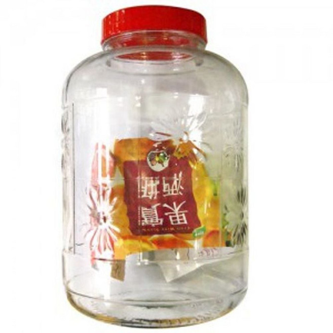 국화 유리병 25L 담금주 술통 술병 과일청 매실, 1개