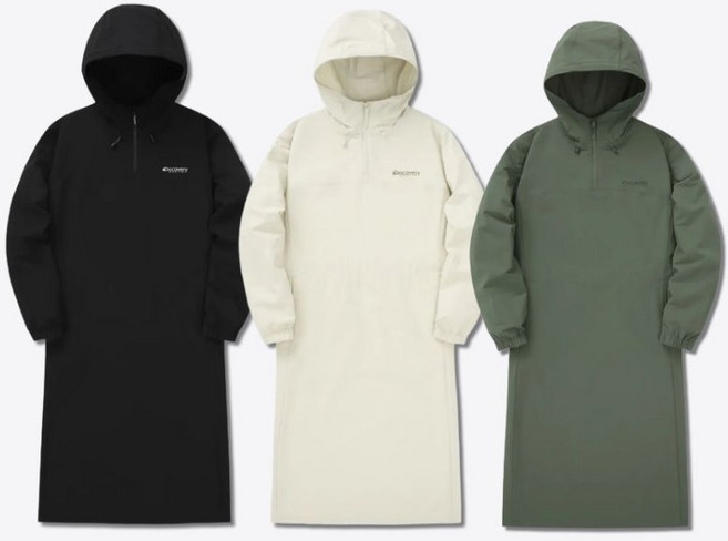 백화점정품 디스커버리 여성 원피스 긴팔 긴소매 후드 허리스트링 아노락 세미오버핏