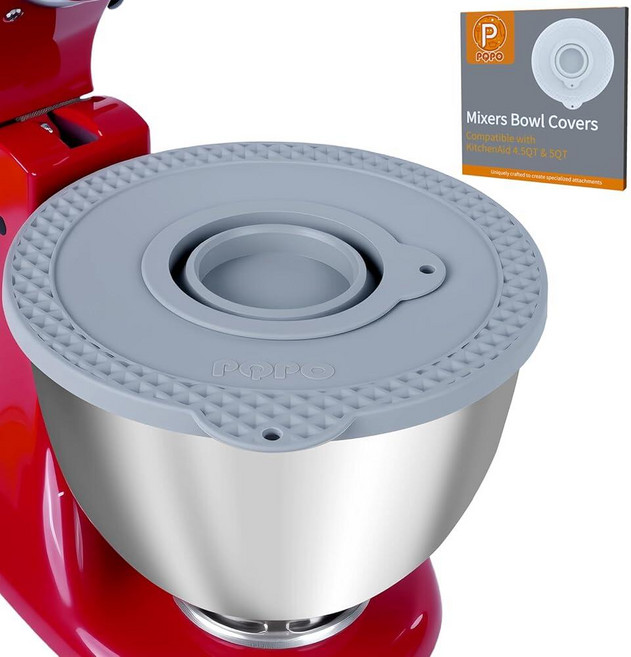 KitchenAid 4.5-5쿼트 틸트 헤드 스탠드 믹서 볼과 호환되는 실리콘 믹서 볼 커버 그레이 103583, 회색, 회색