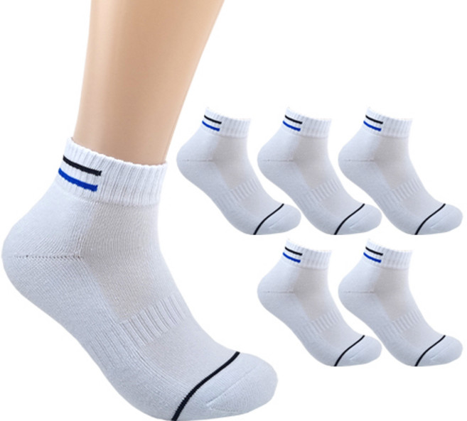 더베이직 남성용 국산 두꺼운 이중쿠션 두줄 스포츠 단목 양말 6켤레, 화이트, 6개