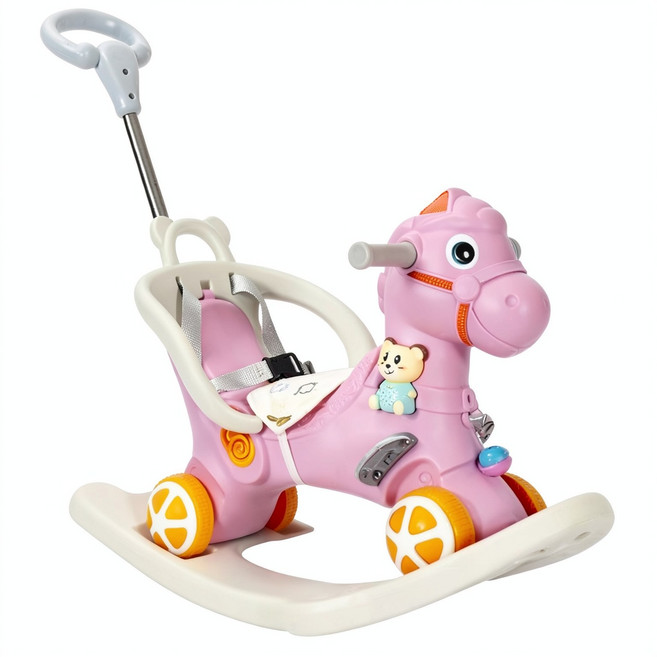兒童搖搖馬 幼兒二合一滑行玩具, 新款粉色三合一腳踏, 1個
