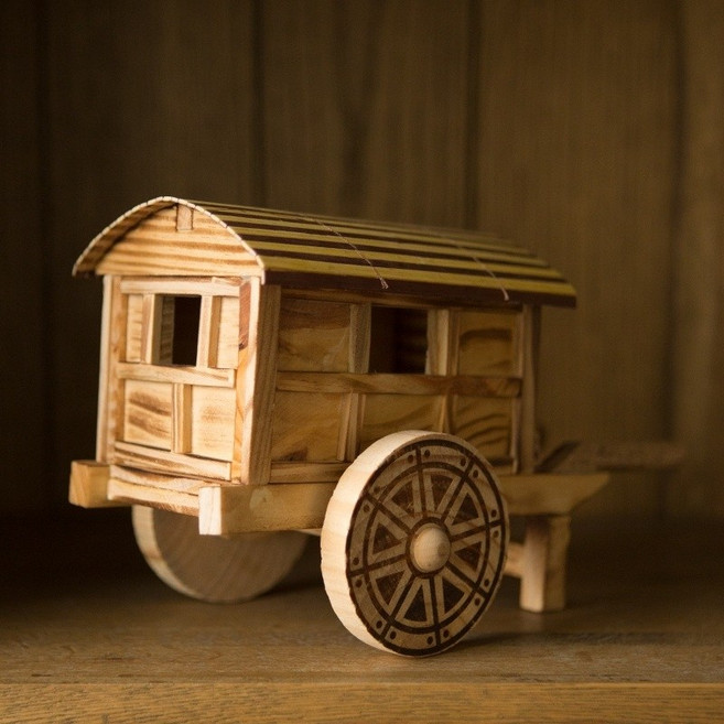 돈 들어오는 미니 지게 공예품 인테리어소품 전통, 나무 마차 23x12x15cm