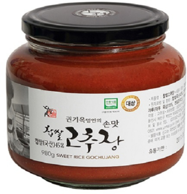 전통 재래식 상촌식품 권기옥명인 웃말 찹쌀고추장 980g (유리병), 1개