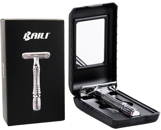 BAILI 雙面刮鬍刀 升級版封閉式合金刀架, 1個, 1個裝