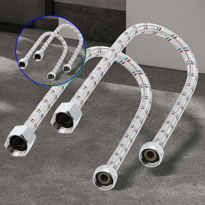 쌍문상회 지금 필요한 양변기 수도관 연결 2개 양변기호스 고압호스 튼튼한 호스 수도 수도연결관 60cm k31872EA, 본상품