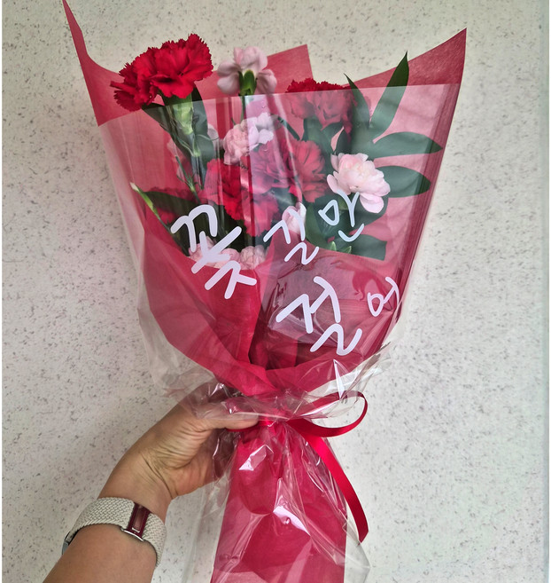 카네이션 생화미니꽃다발 감사꽃다발 코사지 어버이날 스승의날 꽃선물 단체주문, 카네이션 미니꽃다발(핑크, 1개