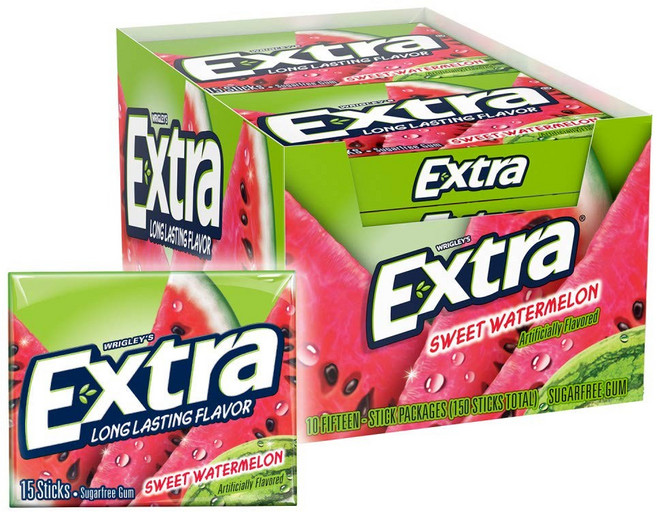 EXTRA 스위트 워터멜론 무설탕 츄잉껌 15개x10팩, 1개, 2kg
