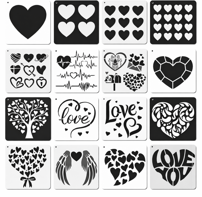 제니미엘 DIY 스텐실 도안 패턴 하트 작은하트, 1개