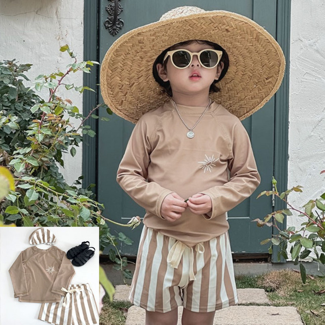 (kc인증)남아래쉬가드 모자세트 남아수영복 남아긴팔수영복 유아수영복반바지